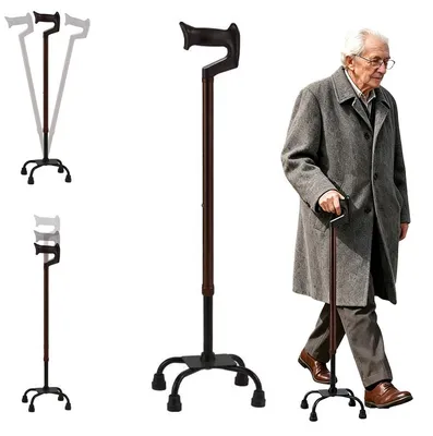 Produktbild von Vierfuß-Gehstock höhenverstellbar 65-75cm, rutschfest, bis 130kg belastbar, leichter Senioren-Gehstock für Alltag und Reha
