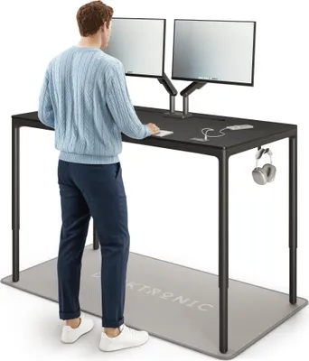 Image de Desktronic Bureau HomeMax 160x80cm noir/noir à hauteur réglable électriquement avec fonction mémoire, technologie anti-collision, ports de recharge USB-A et USB-C
