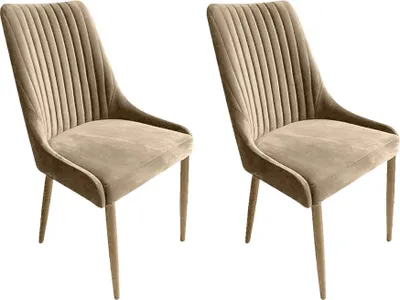 Produktbild von Meble Ares 2er Set Esszimmerstühle MASSIMO - 48 x 52 x 100 cm Esstisch Stühle - Stühle Esszimmer - Buchenholz, Samt Creme - Holz