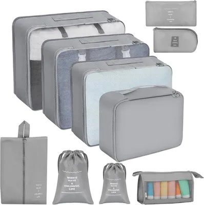 Image de Ensemble d'organisateurs de valise, 10 pièces, différents sacs de rangement, pour les voyages