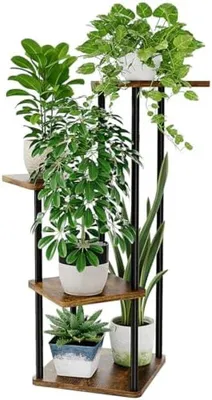 Productafbeelding van PromoHome® plantenstandaard met 4 niveaus – hoekdisplay voor binnen en buiten, bruin, 30x43x80 cm