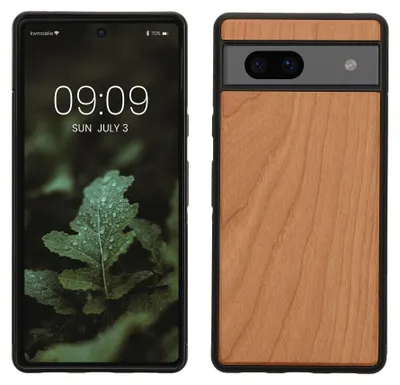 Produktbild von kwmobile Handyhülle für Google Pixel 7a Hülle Holz - Case mit TPU Bumper - Stoßfestes Hardcase - Schutzhülle Cover in Braun