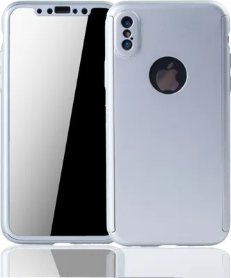 Produktbild von Handyhülle Schutzhülle für Apple iPhone XS Full Case Cover Displayschutz 360 Silber