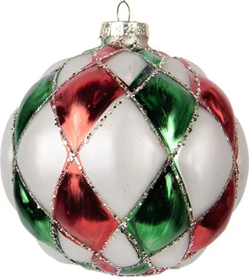 Produktbild von Clayre & Eef Weihnachtskugel Ø 10x10 cm Weiß Rot Glas