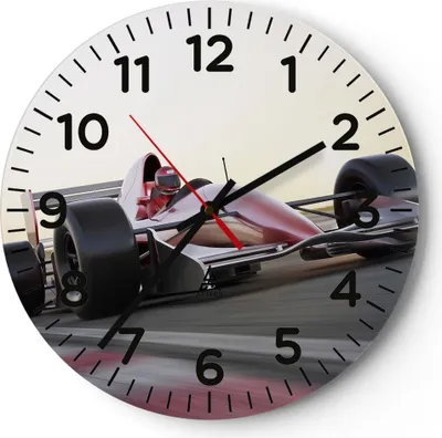 Produktbild von Wanduhr - Rund - Glasuhr - Formel 1 Rennen Strecke Geschwindigkeit - 30x30cm - Schleichendes Uhrwerk - Lautlos - zum Aufhängen bereit - Dekoration Modern - Wanddekoration aus Glas - C4AR30x30-2423