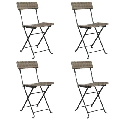 Produktbild von Bistrostühle 4 Stk. Klappbar Grau Poly Rattan und Stahl