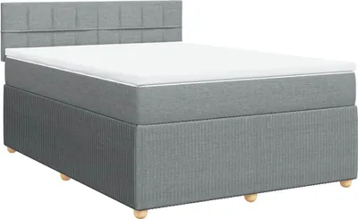 Image de vidaXL Lit boxspring avec matelas gris clair 160x200 cm Tissu