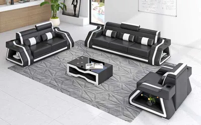 Produktbild von Sofagarnitur 3tlg Sofas Schwarz JVmoebel
