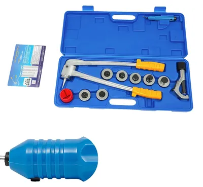 Productafbeelding van Verlengset voor leidingen, 7 verlengstukken, inclusief buisensnijder en gereedschap, blauw