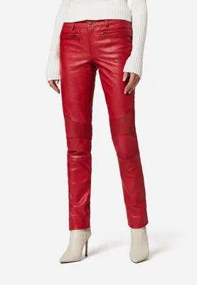 Produktbild von Ricano Damen Lederhose Lederjeans DONNA aus butterweichem Ziegen-Nappa Leder – Rot / S