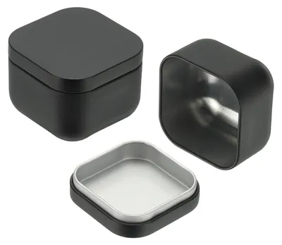 2 Metall-Dosen eckig 5,5x5,5x4,3 cm schwarz
