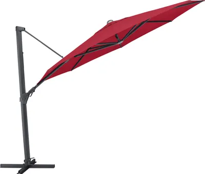 Produktbild von Kettler Easy Swing Ampelschirm 350 cm, UPF 50+, inkl. Abdeckhaube+ Schirmständer, anthrazit matt/rot, Aluminium/Polyester mit Polyurethan-Beschichtung