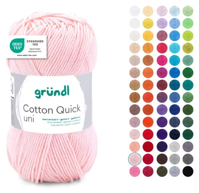 Produktbild von Gründl Wolle Baumwolle Quick uni Häkelgarn 1 Knäuel 50 g, Hellrosa