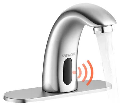 Produktbild von VEVOR berührungsloser Waschtischhahn (gebürstetes Nickel) automatische Waschtischarmatur, freihändiger Toilettenhahn, batteriebetriebener Wasserhahn mit einstellbarer Kalt-/Warmtemperatur