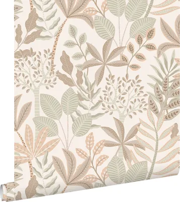 Immagine prodotto di ESTAhome carta da parati foglie grigio caldo, beige e verde grigiastro 50 x 900 cm