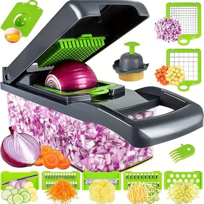 Produktbild von Gemüseschneider 16in1 Multischneider Reibe Würfelschneider mit Behälter