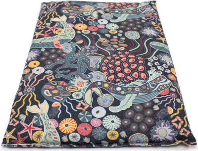 Produktbild von Kirschkernkissen 30 x 20 cm, Bio Stoff "Unter Wasser" - Als Wärmekissen & Kältekissen - Körnerkissen für Mikrowelle und Backofen - 30x20cm, Kirschkerne, 600g