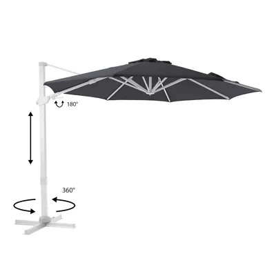 Produktbild von AXI Cyrus Premium Ampelschirm Rund Ø 300 cm in Weiß / Grau | Runder Sonnenschirm für Garten / Terrasse mit Aluminium Rahmen | Inkl. Kreuzfuß &