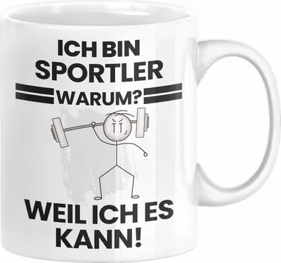 Produktbild von Sportler Geschenk Tasse Lustiger Spruch Ich Bin Sportler Warum Weil Ich Es Kann Geschenkidee Bester Sportler Geburtstag Kaffee-Becher (Weiß)