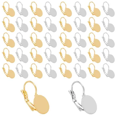 40er Set Edelstahl-Ohrhaken, 2 Farben, 10 mm Cabochonhalter