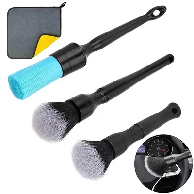 Produktbild von 6pcs Auto-Reinigungsbürsten-Set, inklusive 6 Bürsten & 2 Reinigungstücher, ideal für Autoinnenraum,Türen,Fenster,Computer,Kameras & andere Oberflächen