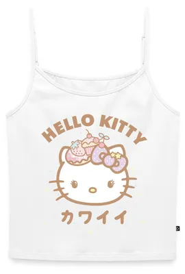 Produktbild von Spreadshirt Hello Kitty Kawaii Stil Bio Spaghetti Top Damen, M, Weiß