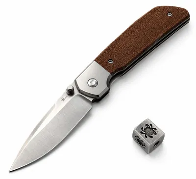 Image de Couteau EDC, lame en acier D2, 7,6 cm, pointe en forme de goutte, manche en Micarta, tranchant plat, couteau à clapet