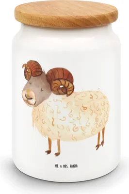 Produktbild von Mr. & Mrs. Panda behälter Sternzeichen Widder - Weiß - Geschenk, Teedose, Aufbewahrungsdose, Geburtstag März, bonbondose, Keksdose, Kaffeedose, April, Bock, Dose