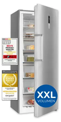 Produktbild von Exquisit Gefrierschrank, Tiefkühlschrank, Kombigerät, Kühlfunktion, Alarm-Funktion, Schnellgefrieren, Schnellkühlen, GS5380-NF-H-050D inoxlook