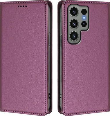 Image de Étui en cuir pour Samsung Galaxy S23 Ultra, étui à rabat magnétique en cuirPolyuréthaneavec support, violet
