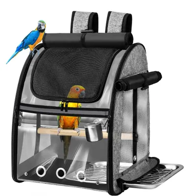 Vogeldraagtas mit Edelstahlgitter, Reisekäfig, Rucksack, 33 cm