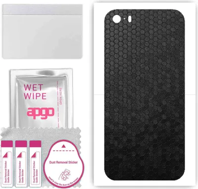 Produktbild von apgo Rückseite Schutzfolie, Skin, kompatibel mit Apple iPhone 5s, Hinten Displayschutzfolie aus Vinylfolie, kratzfest, einfache Montage - Schwarze Honigwabe