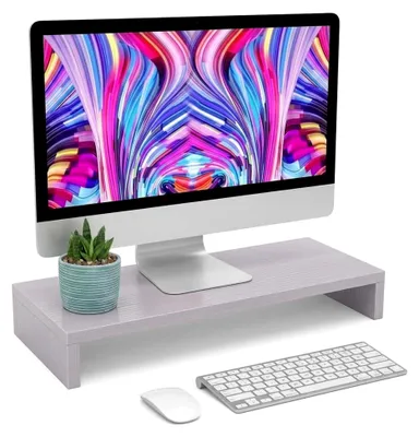 Produktbild von Monitorerhöhung Monitorständer aus Holz für das Büro, Bildschirmerhöhung mit Tastatur- und Mausaufbewahrung, 50 x 20 x 8 cm