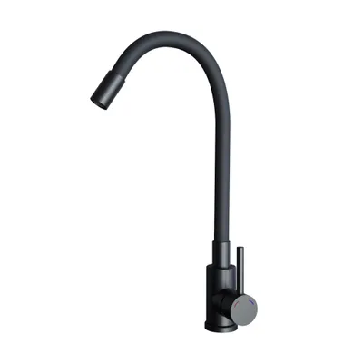 Produktbild von GranMaster FLESSILA Küchenarmatur Schwarz – Flexibler Silikon, Auslauf 360° drehbar, Edelstahl Spültischarmatur & Einhebelmischer, Hoher Bogen