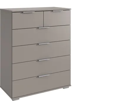 Produktbild von Hochkommode >Easy Plus< 6 Schubladen, in SAHARAGRAU - 82x102x42cm (BxHxT)
