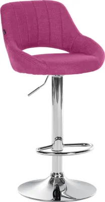 Produktbild von CLP Barhocker höhenverstellbar mit Lehne Milet, Barstuhl gepolstert Stoffbezug, Tresenstuhl mit Metallgestell drehbar, Farbe: lila, Gestellfarbe: chrom
