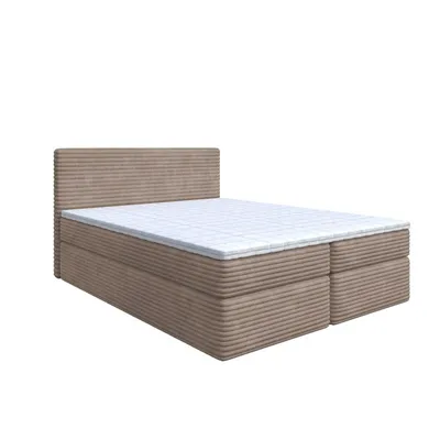 Produktbild von Bett Boxspringbett SENO ohne Topper mit Bettkästen - Doppelbett, Stauraum, Schlafzimmer, Polsterbett, Bettgestell (120x200, Cappuccino - Tilia 17)
