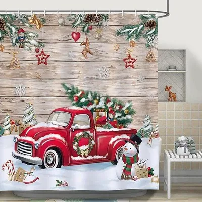 Produktbild von Famanu Duschvorhang Weihnachtsmotiv - 180x180 cm