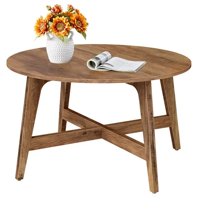Produktbild von VASAGLE Couchtisch rund, 80 cm Wohnzimmertisch, konische Beine, braun