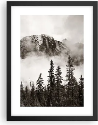 Produktbild von Gerahmtes Poster - Schwarzer Rahmen - Nebel Berg Wald - 30x40 cm - Wand Bild - Wanddeko - Wandbilder - Kunstposter - Wandposter - Bilderrahmen - Bilder - Kunstdruck - Wanddekoration - P2BPA30x40-4936
