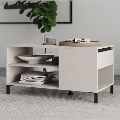 Immagine prodotto di Salentina - Tavolino da Salotto, 102x55x52h cm Bianco Crema, un Cassetto
