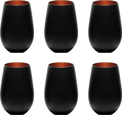 Zdjęcie produktu dla Kolorowy Szklanki - Elements, zestaw 6 sztuk, dwukolorowy czarno-brązowy, 456 ml