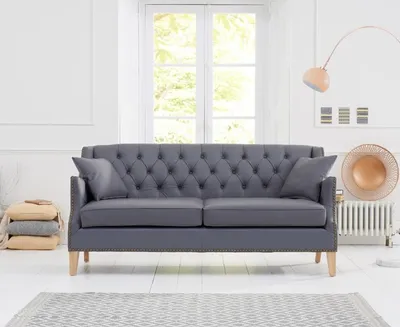 Produktbild von Couch Graue Chesterfield Büro Sofa Emfpangs Couchen Leder Textil Neu jvmoebel ®
