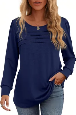 Obrázek produktu pro Dámská halenka Tunika s dlouhým rukávem Elegantní Oversize Námořnická modrá S