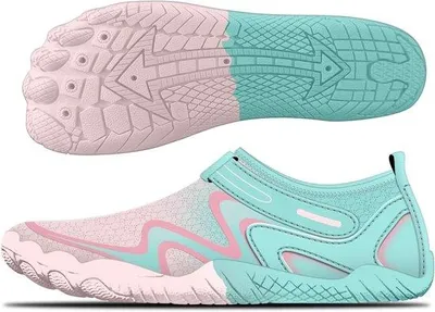 Produktbild von Leicht wasserdichte Aquaschuhe für Damen - ideal für Strand, Schwimmen und Fitness, Größe 7.5/8 UK, grün und pink
