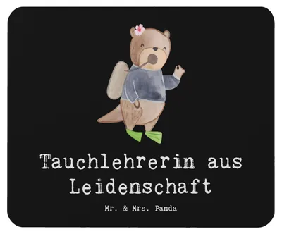 Produktbild von Mr. & Mrs. Panda Mouse Pad Tauchlehrerin Leidenschaft - Schwarz - Geschenk, notebook mauspad, mousematte, laptop mousepad