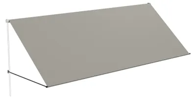 Immagine prodotto di QEENTOE, tenda da sole a cassonetto per balcone, 350x145 cm, con corda e barra di supporto in alluminio, protezione solare per terrazza, balcone e giardino, colore grigio