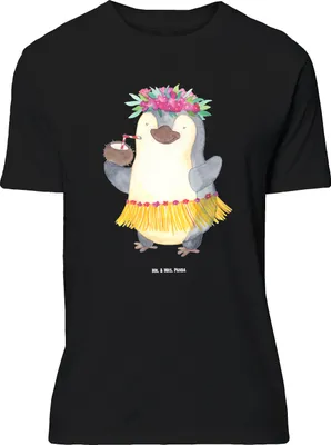 Produktbild von Mr. & Mrs. Panda Größe XL T-Shirt Pinguin Kokosnuss - Schwarz - Geschenk, Shirt, Erholt, Hawaii, Urlaub, mit Spruch, Tshirt, Aloha