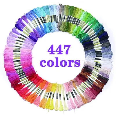 Image de Lot de 447 couleurs de fil à broder pour projets créatifs
