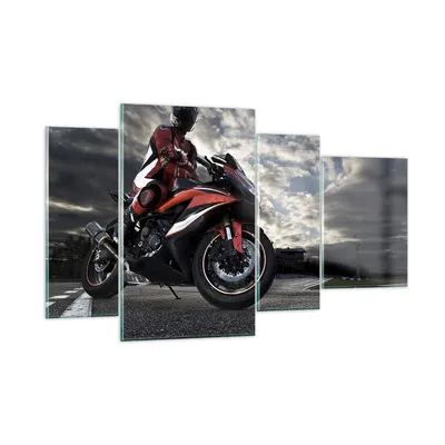 Produktbild von Bilder auf glas - Sport Rennen Motorrad Reise - 120x70cm - Glasbilder - Wandbilder - Kunstdruck - zum Aufhängen bereit - Wanddekoration aus Glas - Glas Bilder - Wandbild auf Glas - GDL120x70-2542